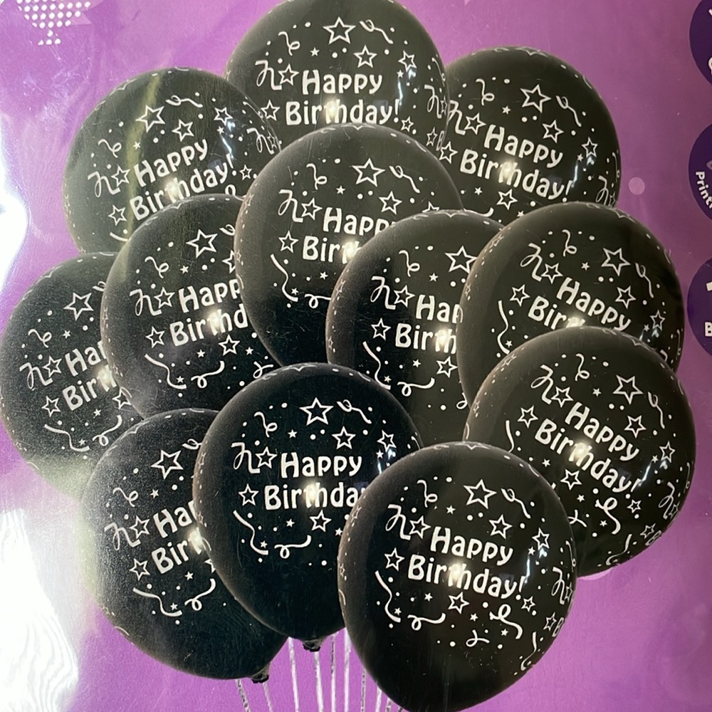 12 Happy Birthday Black Balloon’s 12”